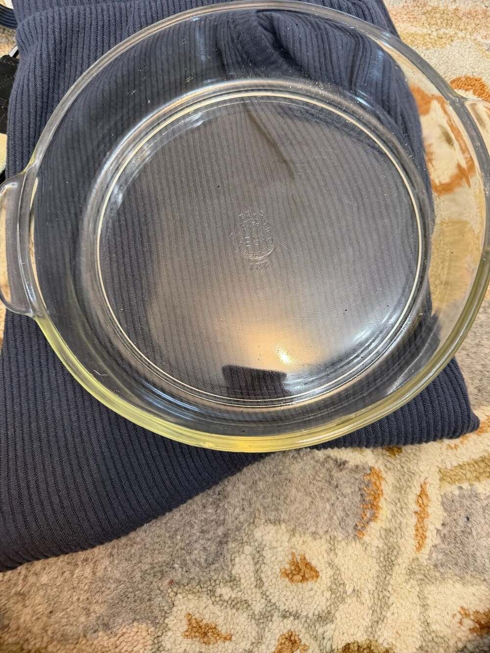 Vintage Pyrex Clear Glass Round Baking Dish Casserole Pan With Handles Model 221